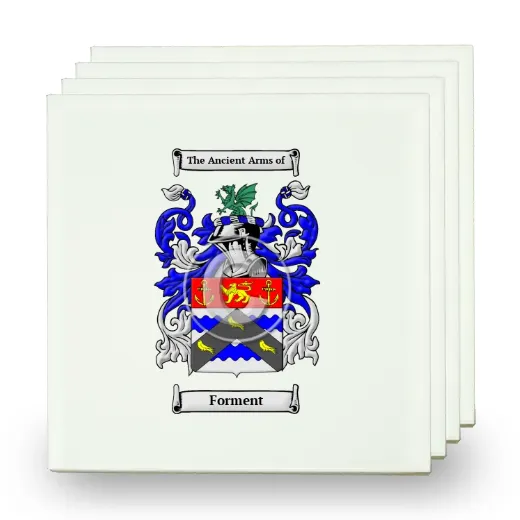 Forment Set of Four Small Tiles with Coat of Arms