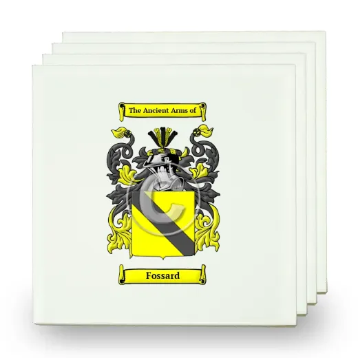 Fossard Set of Four Small Tiles with Coat of Arms