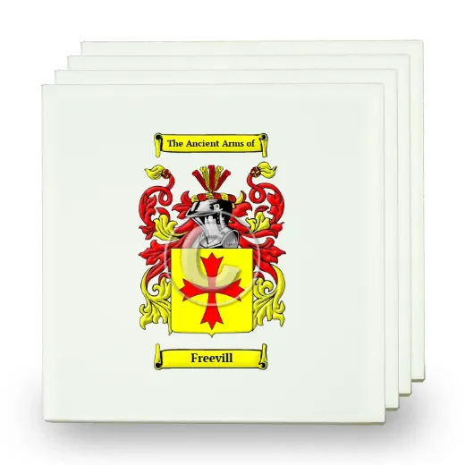 Freevill Set of Four Small Tiles with Coat of Arms