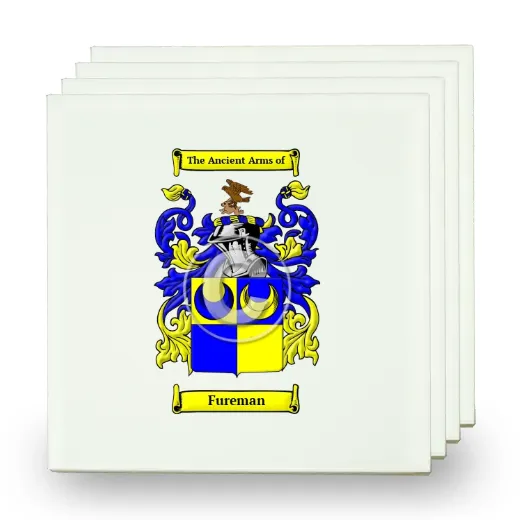 Fureman Set of Four Small Tiles with Coat of Arms