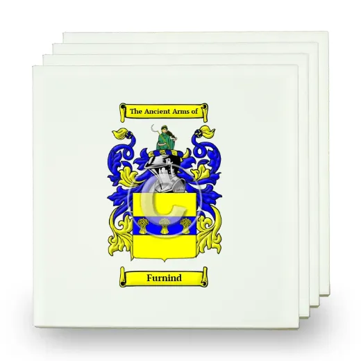 Furnind Set of Four Small Tiles with Coat of Arms