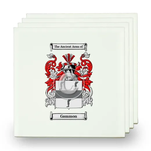 Gammon Set of Four Small Tiles with Coat of Arms