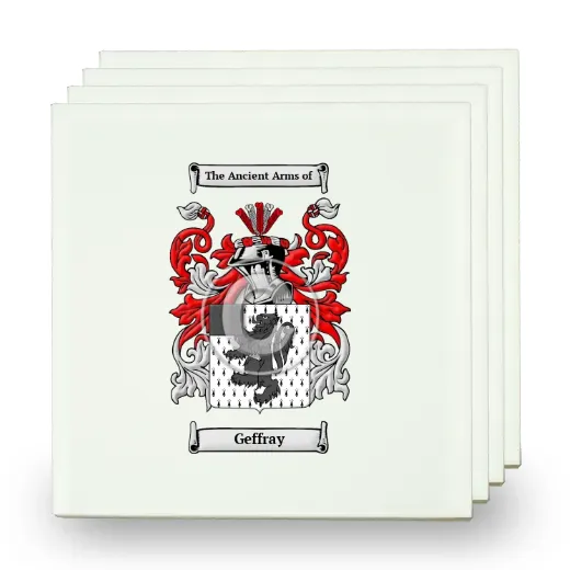 Geffray Set of Four Small Tiles with Coat of Arms
