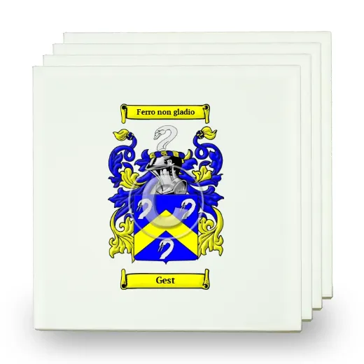 Gest Set of Four Small Tiles with Coat of Arms