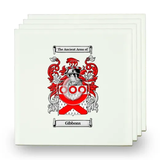 Gibbons Set of Four Small Tiles with Coat of Arms