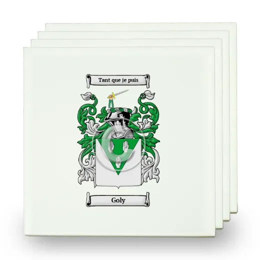 Goly Set of Four Small Tiles with Coat of Arms