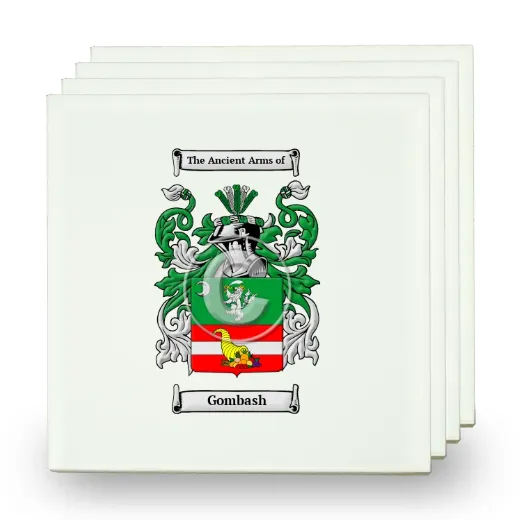 Gombash Set of Four Small Tiles with Coat of Arms