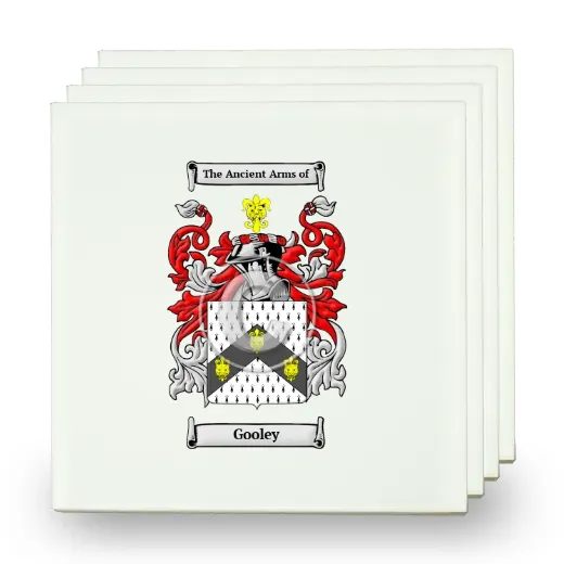 Gooley Set of Four Small Tiles with Coat of Arms