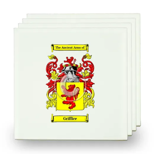 Griffice Set of Four Small Tiles with Coat of Arms