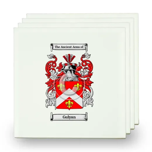 Gulyan Set of Four Small Tiles with Coat of Arms