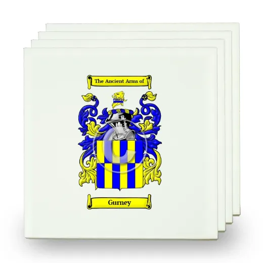 Gurney Set of Four Small Tiles with Coat of Arms