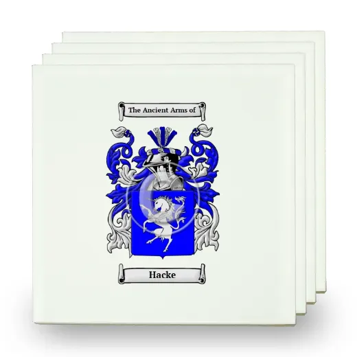 Hacke Set of Four Small Tiles with Coat of Arms