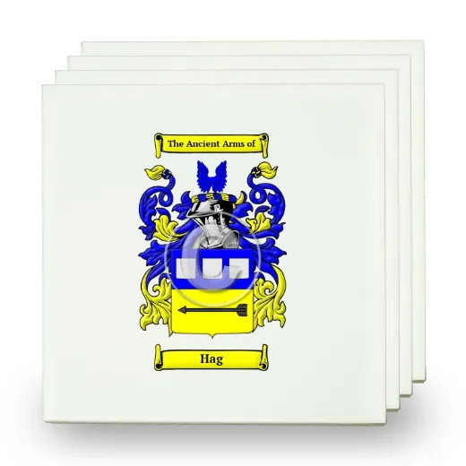 Hag Set of Four Small Tiles with Coat of Arms