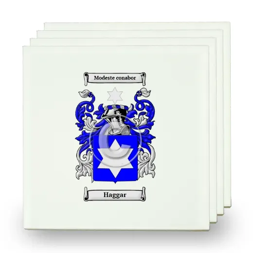 Haggar Set of Four Small Tiles with Coat of Arms