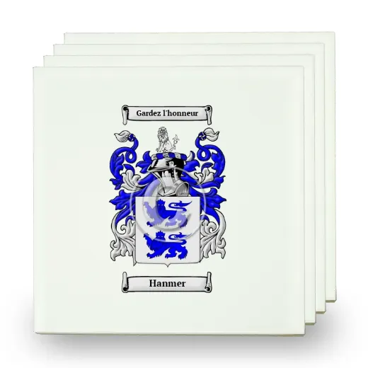 Hanmer Set of Four Small Tiles with Coat of Arms