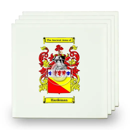 Hardeman Set of Four Small Tiles with Coat of Arms