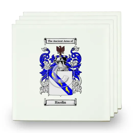 Hardin Set of Four Small Tiles with Coat of Arms
