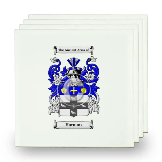Harman Set of Four Small Tiles with Coat of Arms