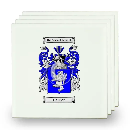 Hauber Set of Four Small Tiles with Coat of Arms