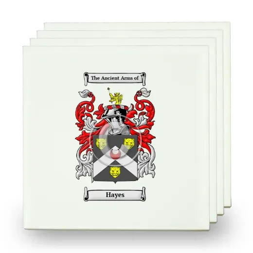 Hayes Set of Four Small Tiles with Coat of Arms