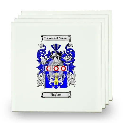 Haylan Set of Four Small Tiles with Coat of Arms