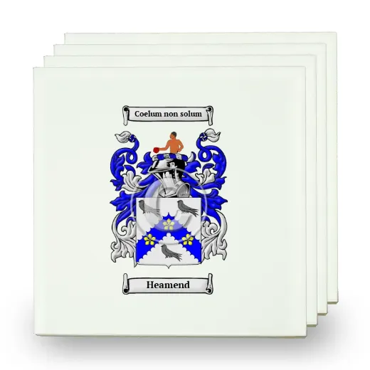 Heamend Set of Four Small Tiles with Coat of Arms