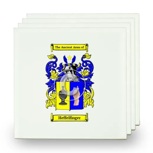 Heffelfinger Set of Four Small Tiles with Coat of Arms