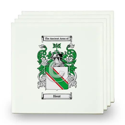 Hent Set of Four Small Tiles with Coat of Arms