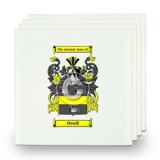 Herell Set of Four Small Tiles with Coat of Arms