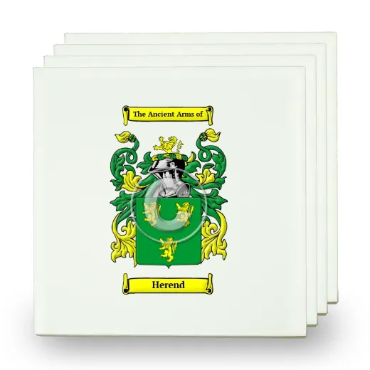 Herend Set of Four Small Tiles with Coat of Arms
