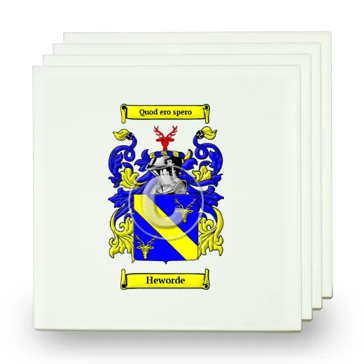 Heworde Set of Four Small Tiles with Coat of Arms