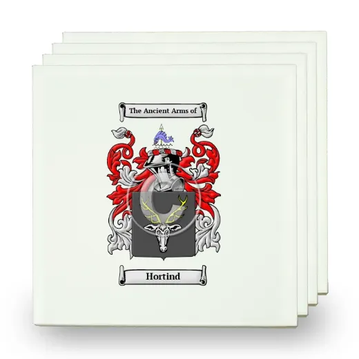 Hortind Set of Four Small Tiles with Coat of Arms