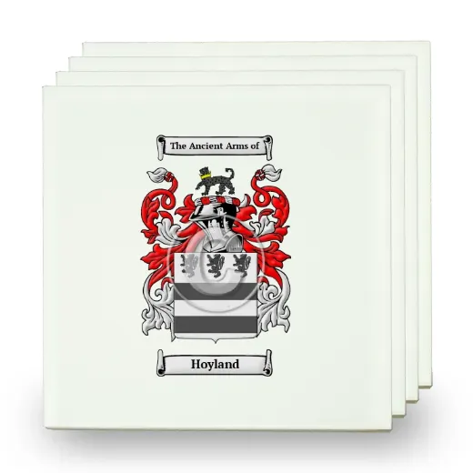 Hoyland Set of Four Small Tiles with Coat of Arms