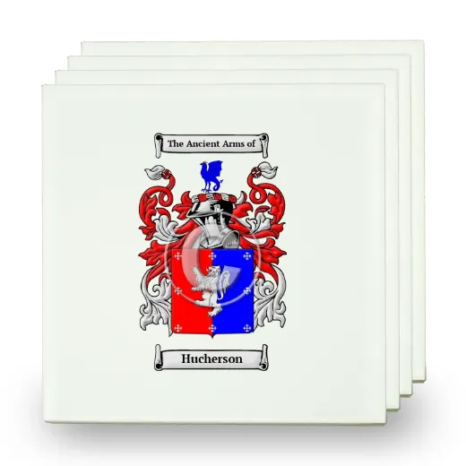 Hucherson Set of Four Small Tiles with Coat of Arms