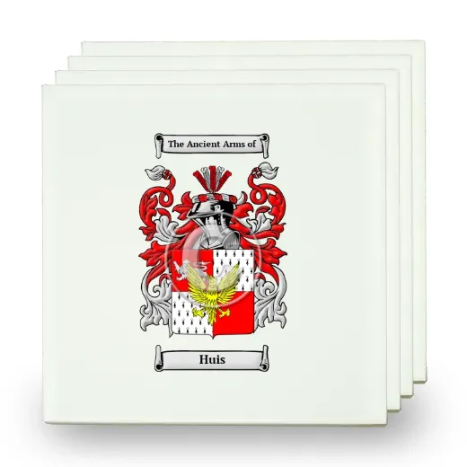 Huis Set of Four Small Tiles with Coat of Arms
