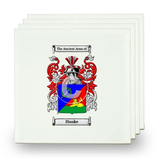 Hunke Set of Four Small Tiles with Coat of Arms