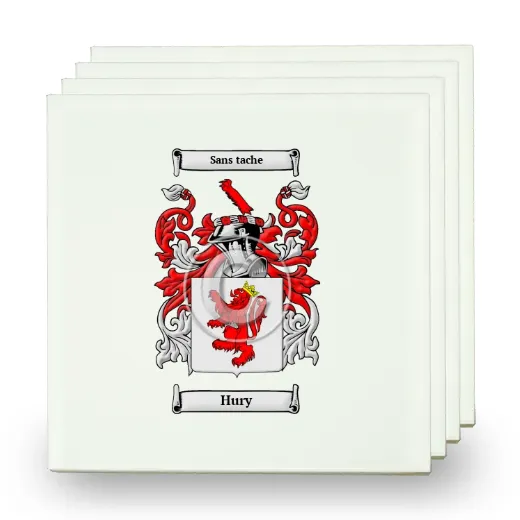 Hury Set of Four Small Tiles with Coat of Arms
