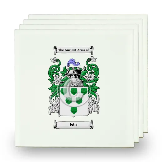 Isitt Set of Four Small Tiles with Coat of Arms