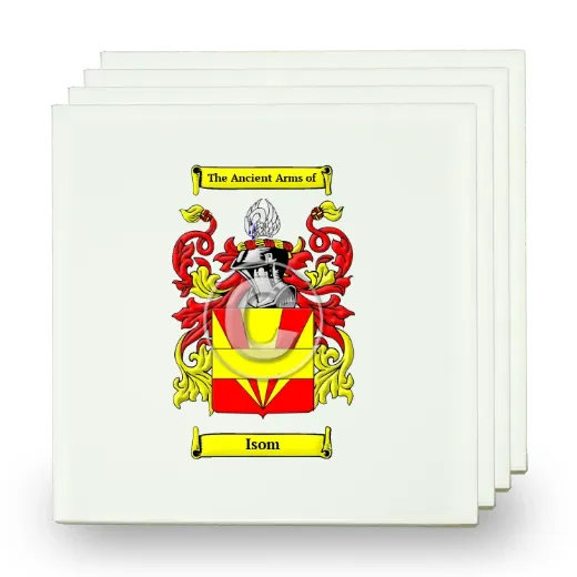 Isom Set of Four Small Tiles with Coat of Arms