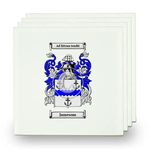 Jamesom Set of Four Small Tiles with Coat of Arms