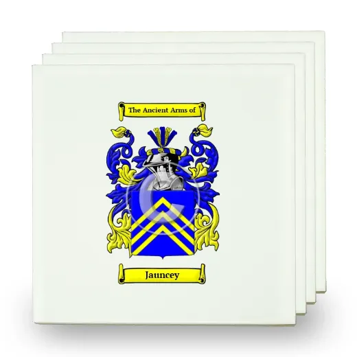 Jauncey Set of Four Small Tiles with Coat of Arms