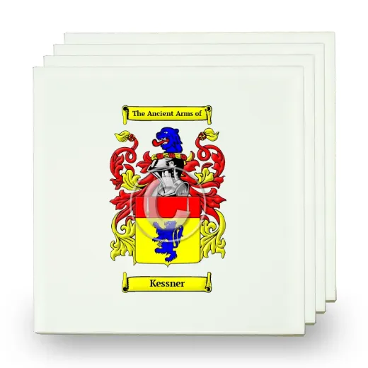 Kessner Set of Four Small Tiles with Coat of Arms