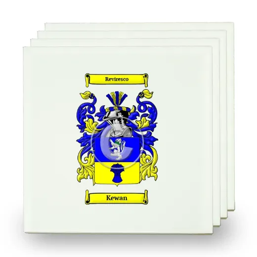Kewan Set of Four Small Tiles with Coat of Arms