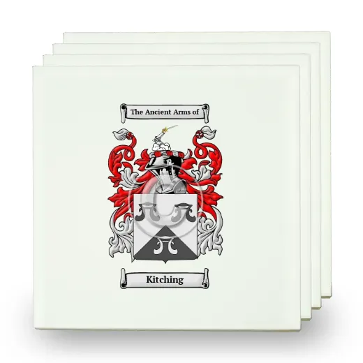 Kitching Set of Four Small Tiles with Coat of Arms