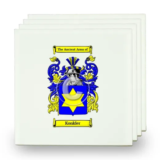 Konkler Set of Four Small Tiles with Coat of Arms