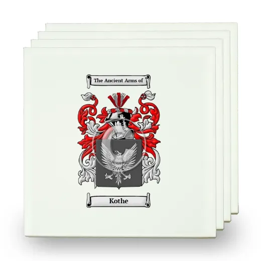 Kothe Set of Four Small Tiles with Coat of Arms