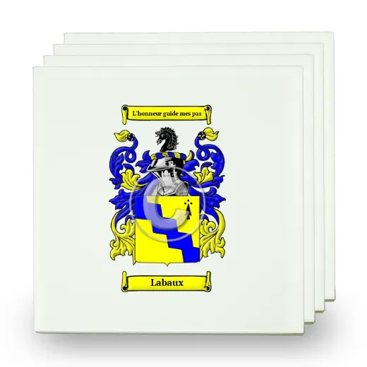 Labaux Set of Four Small Tiles with Coat of Arms