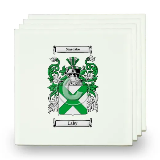 Laby Set of Four Small Tiles with Coat of Arms