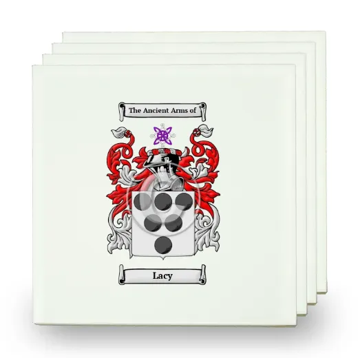 Lacy Set of Four Small Tiles with Coat of Arms