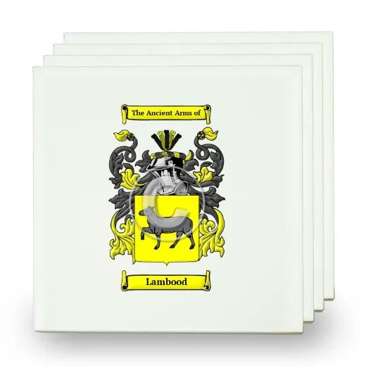 Lambood Set of Four Small Tiles with Coat of Arms